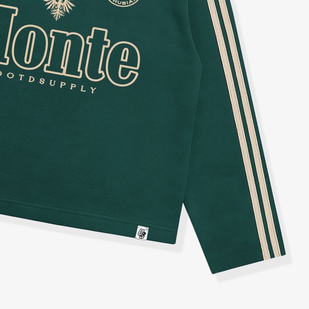 OOTDSUPPLY Longsleeve Boxy Double Stripe Monte Dark Army l Oversize T-Shirt Lengan Panjang l Kaos Kerah I Kaos Stripe | LSBX006