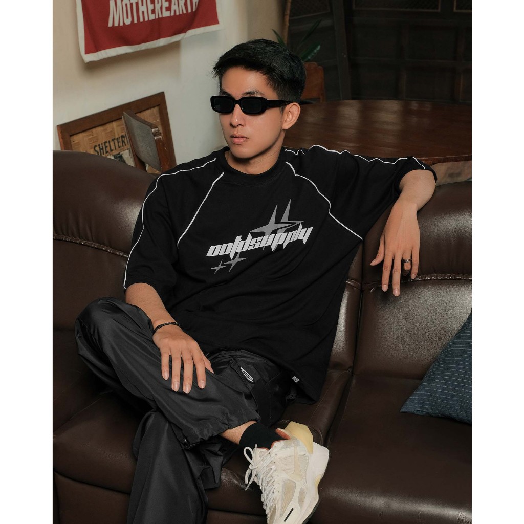 OOTDSUPPLY Oversized Raglan List V3 Diffusion Black & White | Oversize Pria & Wanita RGLV3