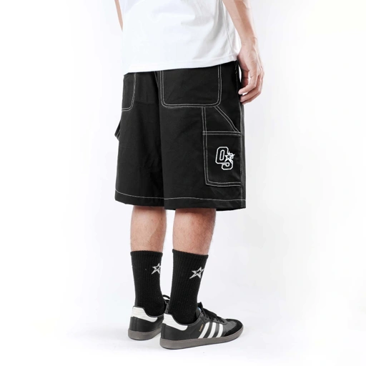 Image of OOTDSUPPLY Celana Carpenter Cargo Embroidery Stitch Black | Celana Pendek Twill Kanvas Unisex | SPCPTR
