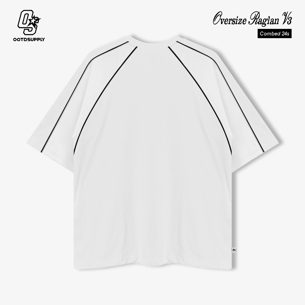 OOTDSUPPLY Oversized Raglan List V3 Blend 28 Black & White | Oversize Pria & Wanita RGLV3