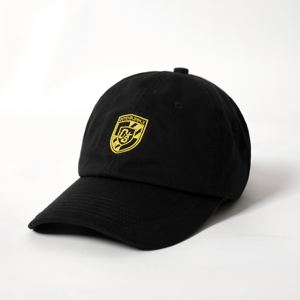 OOTDSUPPLY Polo Caps Canvas Bordir Shield Gold Black I Topi Hat Twill Bordir Pria & Wanita | CAP32
