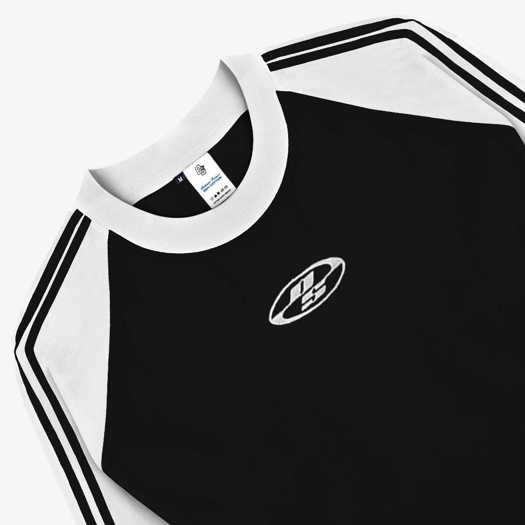 OOTDSUPPLY Cropteefit Longsleeve Raglan Neocore Embroidery l Kaos Crop Lengan Panjang CLSRG007