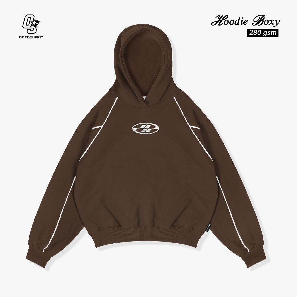 OOTDSUPPLY Hoodie Boxyfit List Neocore Embroidery | Hoodie Boxy fit | HDBXE