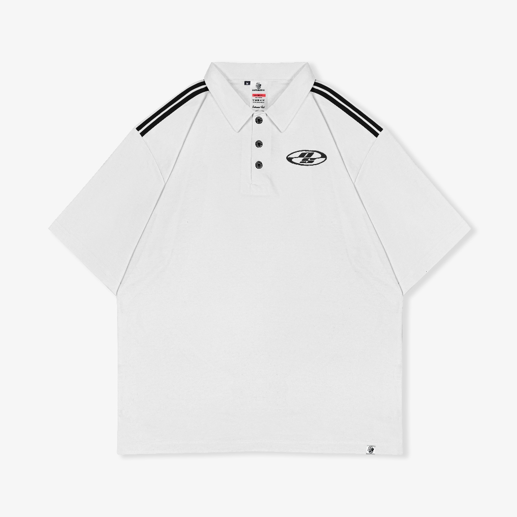 OOTDSUPPLY Oversize Polo Shirt Strings V.6 Neocore Embroidery Black l Kaos Oversize | Atasan Pria dan Wanita | PSSTRINGV6NE