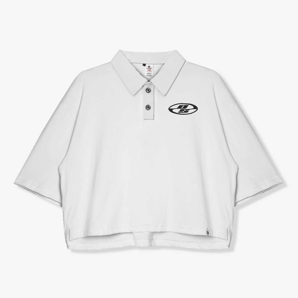 OOTDSUPPLY Oversize Polo Crop Shirt Neocore Embroidery l Polo Crop Pria dan Wanita CTPSNE