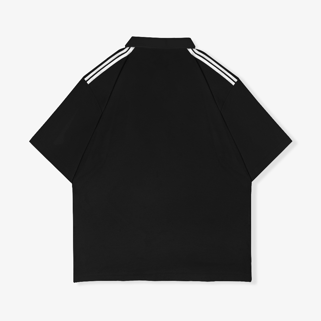 OOTDSUPPLY Oversize Polo Shirt Strings V.6 Neocore Embroidery Black l Kaos Oversize | Atasan Pria dan Wanita | PSSTRINGV6NE