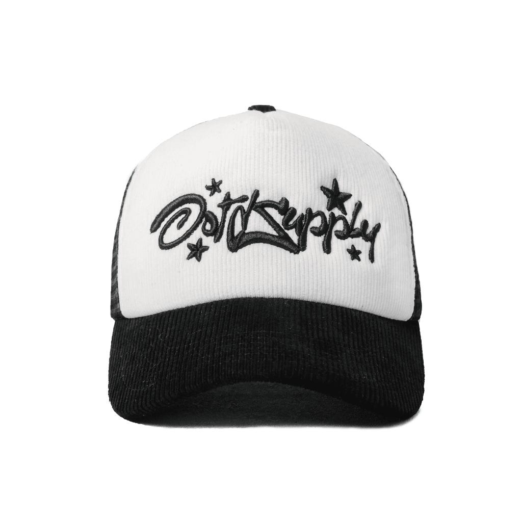 OOTDSUPPLY Polo Caps Trucker Corduroy Bordir Breaker Line White Black I Topi Hat Pria & Wanita | CAP37