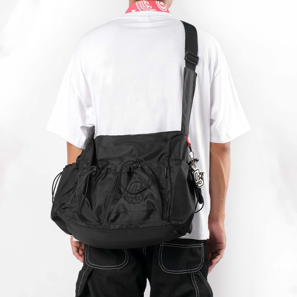 OOTDSUPPLY Sling Bag Parachute OS Sign Black l Parasut Bag l Cross Bag Skena | Hand Bag I Tas Selempang | SB006