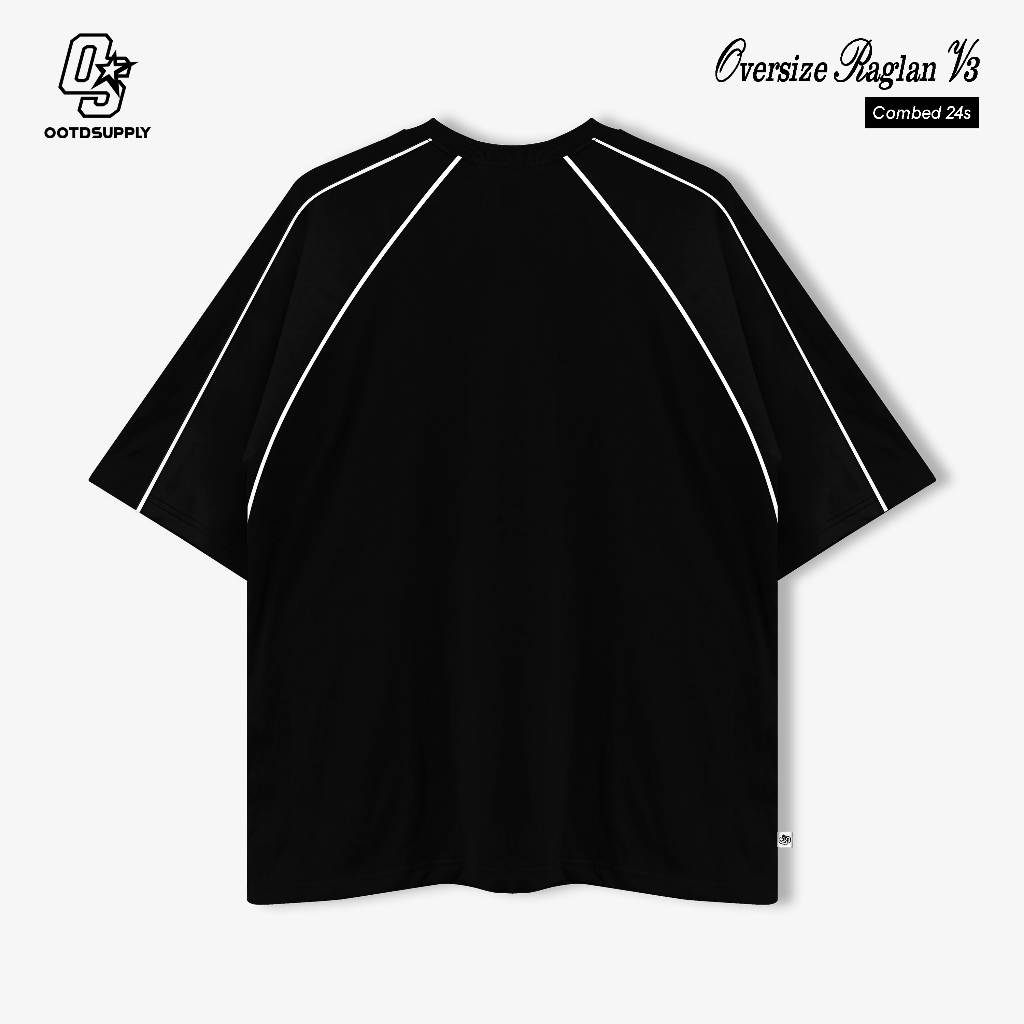 OOTDSUPPLY Oversized Raglan List V3 Blend 28 Black & White | Oversize Pria & Wanita RGLV3