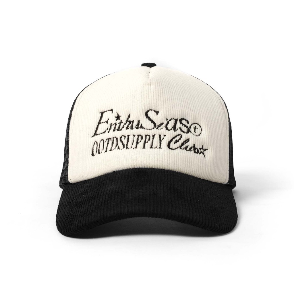 OOTDSUPPLY Polo Caps Trucker Corduroy Bordir Growth White Black I Topi Hat Pria & Wanita | CAP35