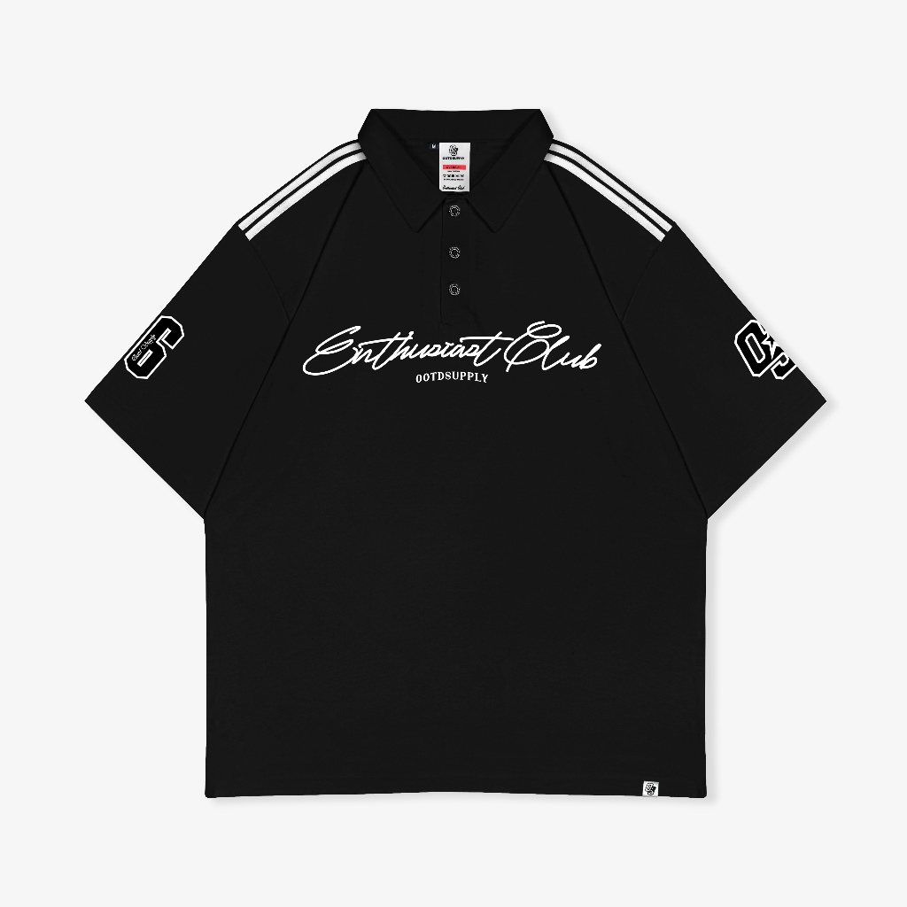 OOTDSUPPLY Oversize Polo Shirt Strings V.6 Infinite 96 Black l Kaos Oversize | Atasan Pria dan Wanita | PSSTRINGV6001