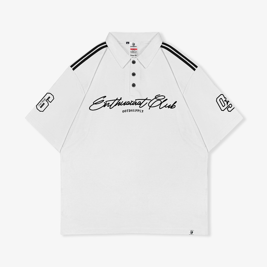 OOTDSUPPLY Oversize Polo Shirt Strings V.6 Infinite 96 Black l Kaos Oversize | Atasan Pria dan Wanita | PSSTRINGV6001