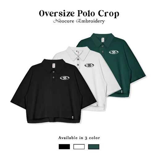 Image of OOTDSUPPLY Oversize Polo Crop Shirt Neocore Embroidery l Polo Crop Pria dan Wanita CTPSNE
