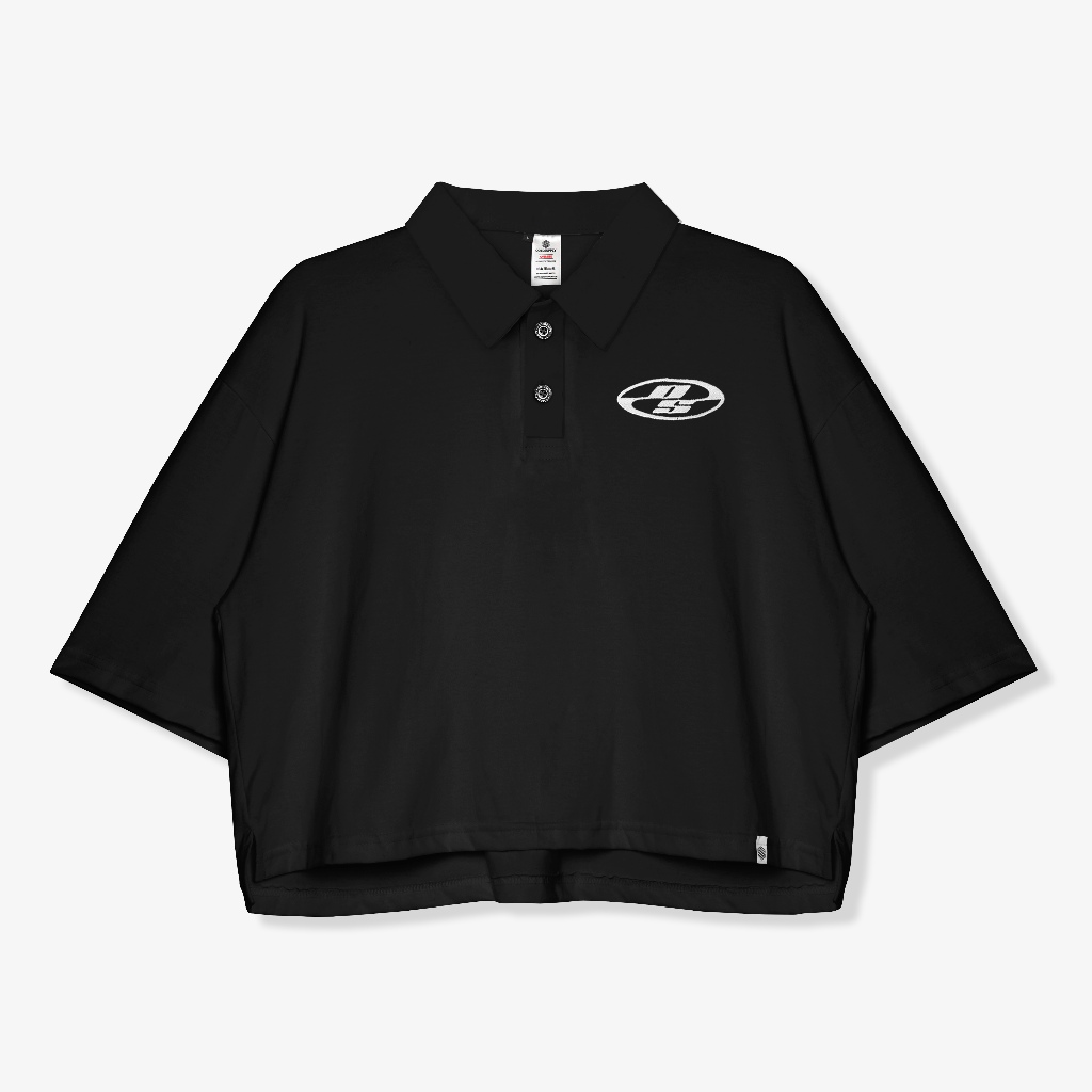 OOTDSUPPLY Oversize Polo Crop Shirt Neocore Embroidery l Polo Crop Pria dan Wanita CTPSNE