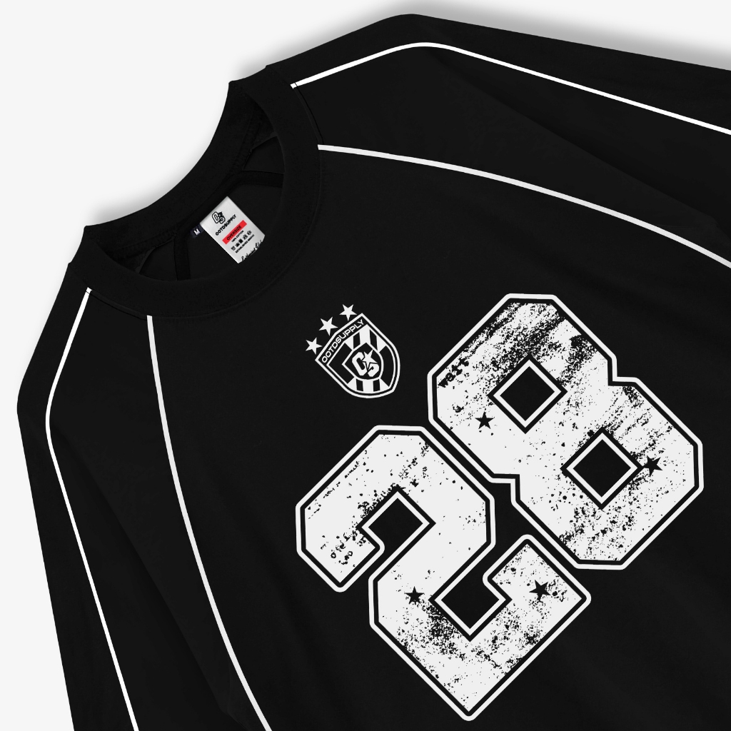 OOTDSUPPLY Oversized Raglan List V3 Blend 28 Black & White | Oversize Pria & Wanita RGLV3