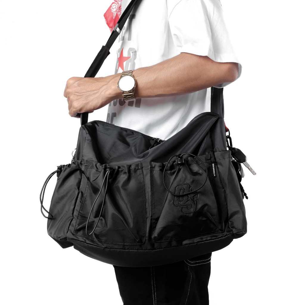OOTDSUPPLY Sling Bag Parachute OS Sign Black l Parasut Bag l Cross Bag Skena | Hand Bag I Tas Selempang | SB006