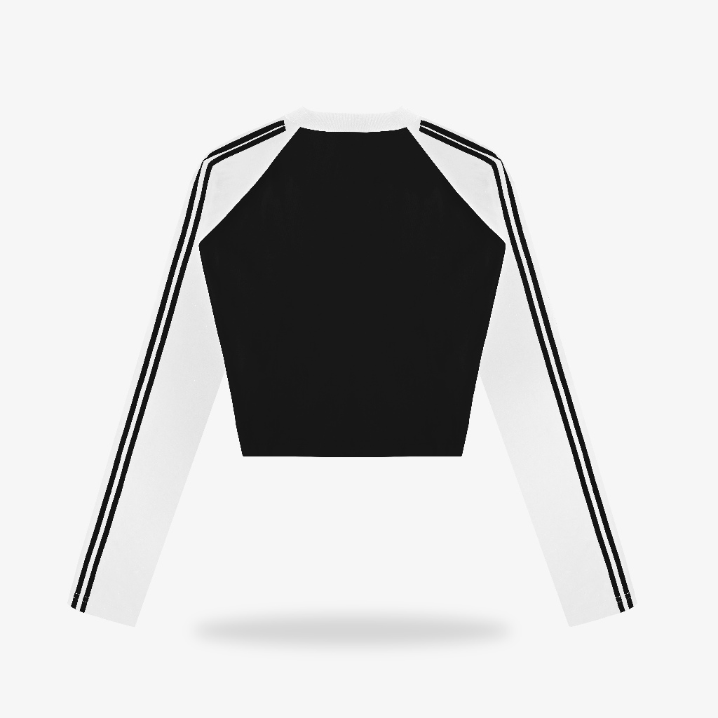 OOTDSUPPLY Cropteefit Longsleeve Raglan Neocore Embroidery l Kaos Crop Lengan Panjang CLSRG007