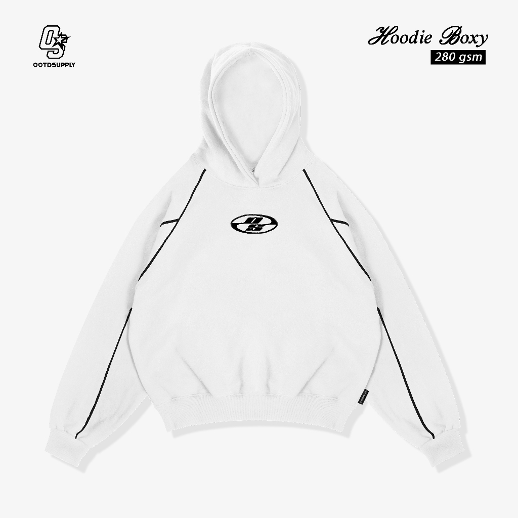 OOTDSUPPLY Hoodie Boxyfit List Neocore Embroidery | Hoodie Boxy fit | HDBXE