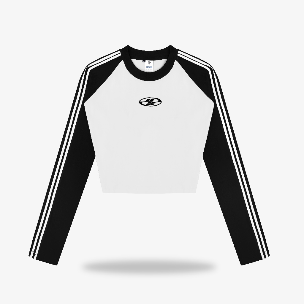OOTDSUPPLY Cropteefit Longsleeve Raglan Neocore Embroidery l Kaos Crop Lengan Panjang CLSRG007