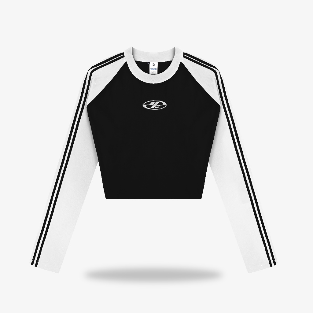 OOTDSUPPLY Cropteefit Longsleeve Raglan Neocore Embroidery l Kaos Crop Lengan Panjang CLSRG007