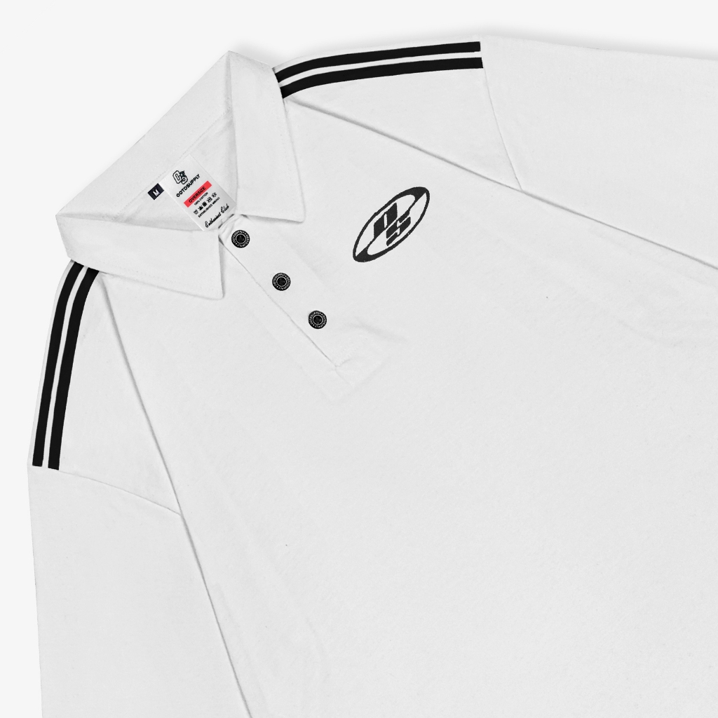 OOTDSUPPLY Oversize Polo Shirt Strings V.6 Neocore Embroidery Black l Kaos Oversize | Atasan Pria dan Wanita | PSSTRINGV6NE