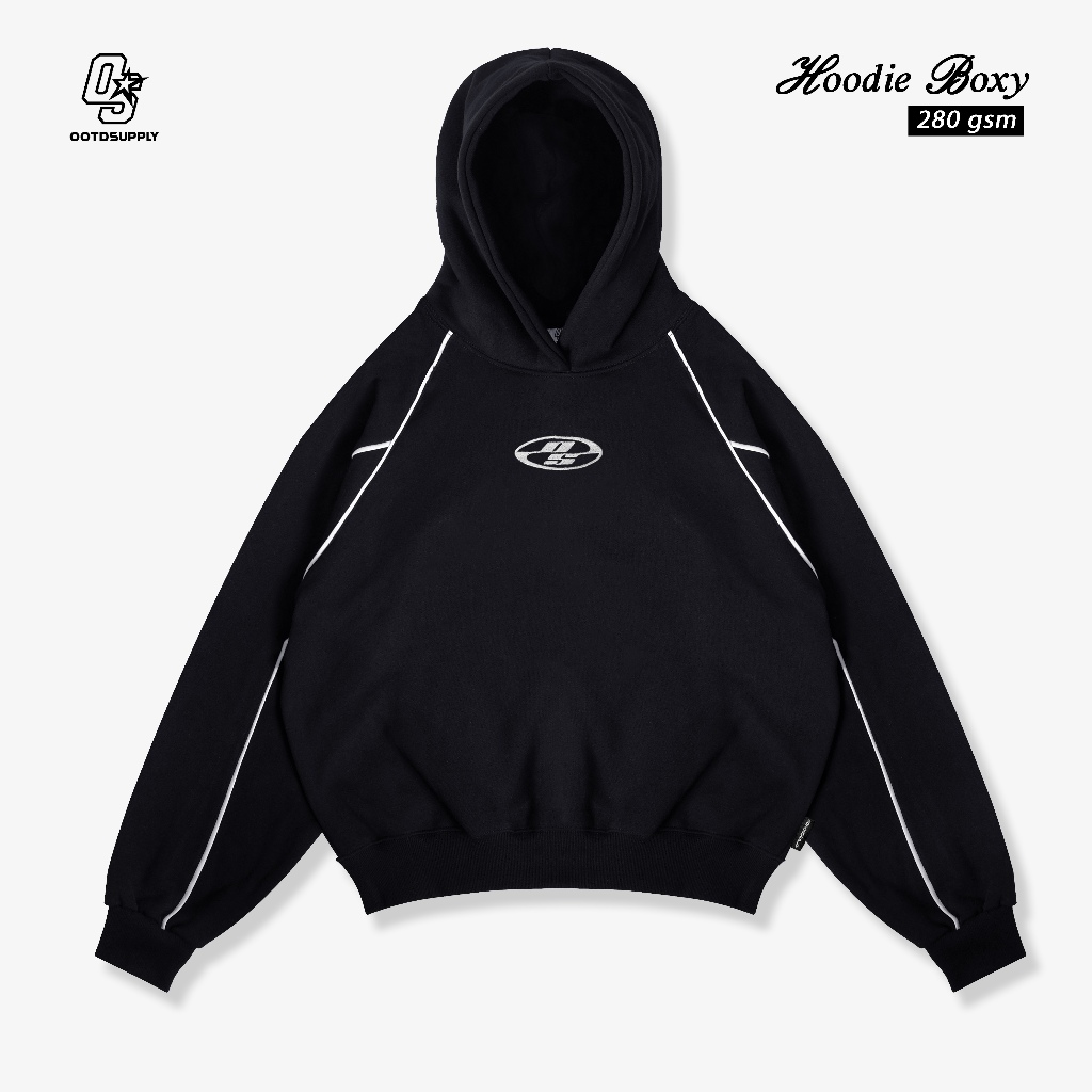 OOTDSUPPLY Hoodie Boxyfit List Neocore Embroidery | Hoodie Boxy fit | HDBXE