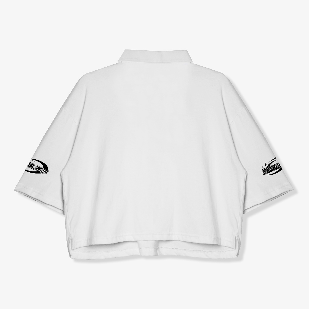 OOTDSUPPLY Oversize Polo Crop Shirt 404 Clubs Dark Army & White l Polo Crop Pria dan Wanita OVZ-CPS011