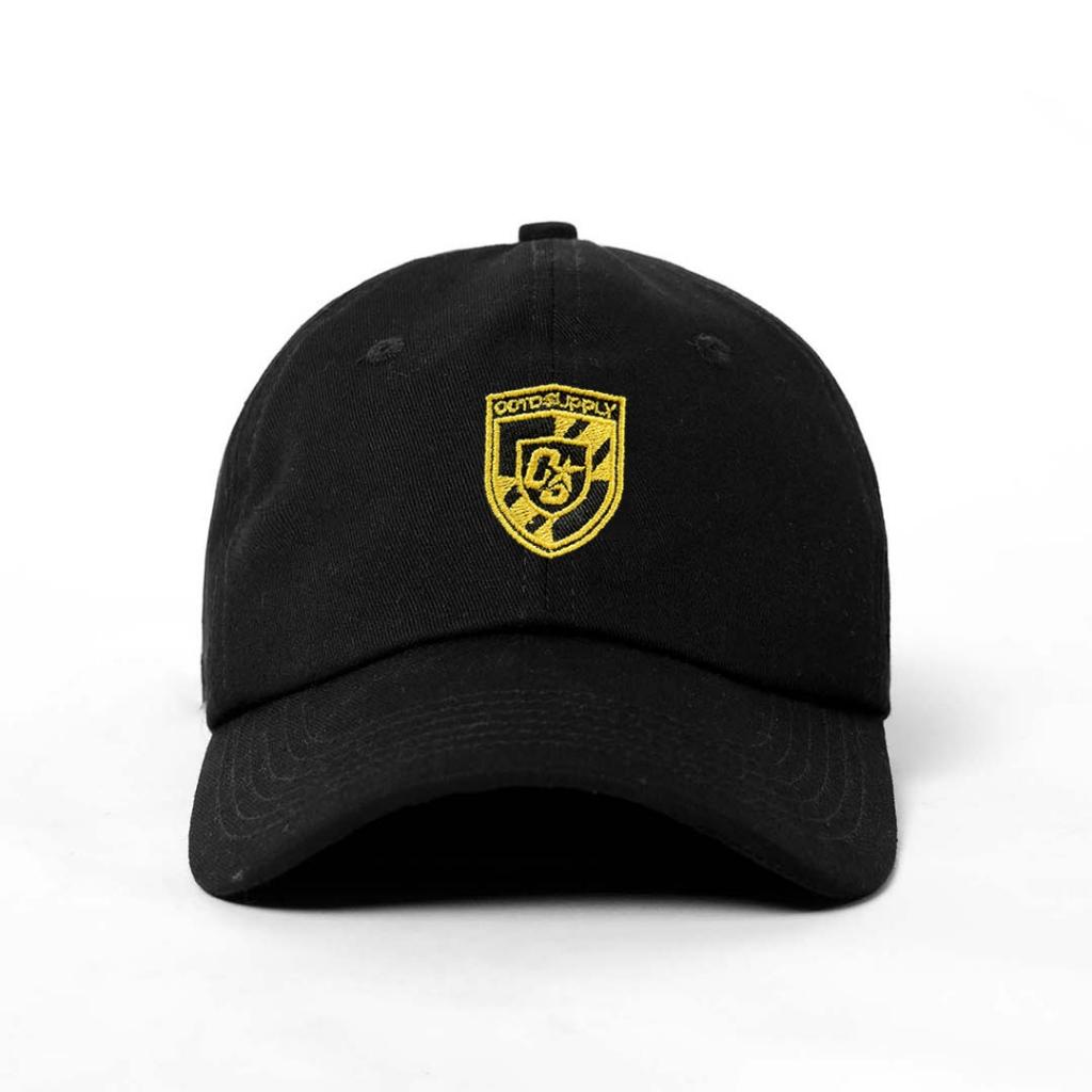 OOTDSUPPLY Polo Caps Canvas Bordir Shield Gold Black I Topi Hat Twill Bordir Pria & Wanita | CAP32
