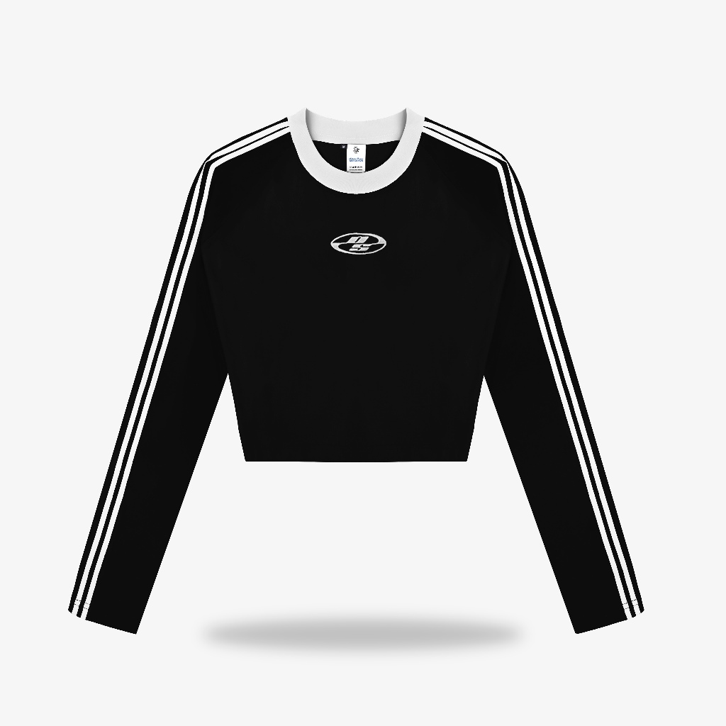 OOTDSUPPLY Cropteefit Longsleeve Raglan Neocore Embroidery l Kaos Crop Lengan Panjang CLSRG007