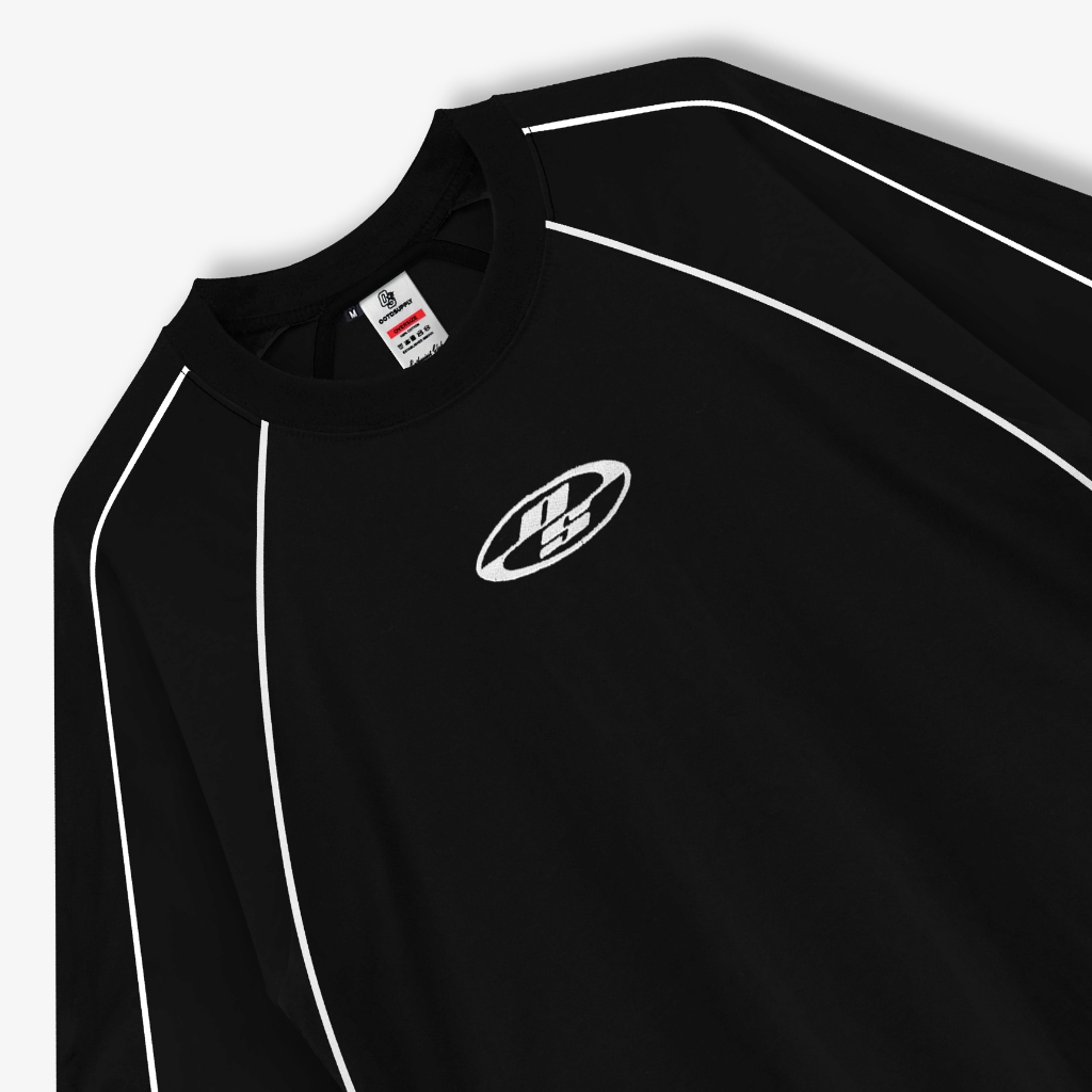 OOTDSUPPLY Oversized Raglan List V3 Neocore Embroidery Black & White | Oversize Pria & Wanita RGLV3