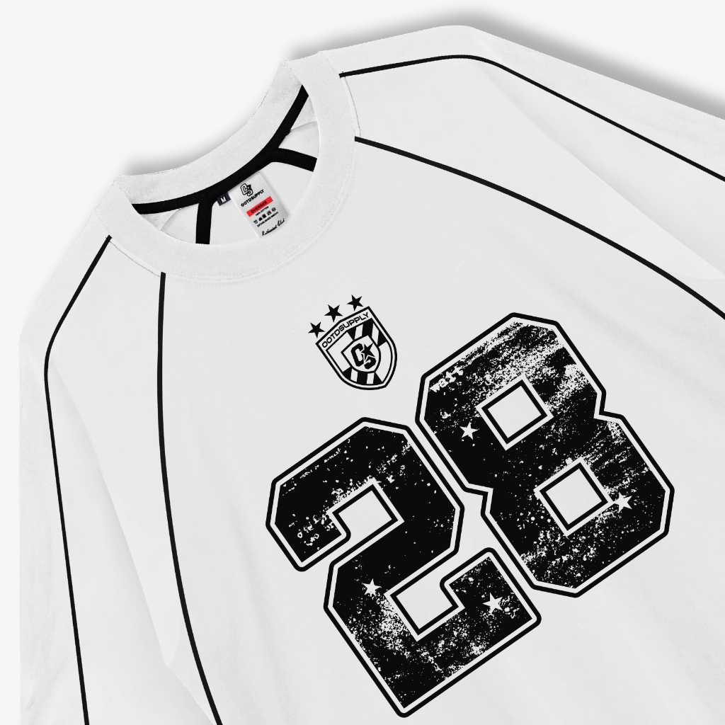 OOTDSUPPLY Oversized Raglan List V3 Blend 28 Black & White | Oversize Pria & Wanita RGLV3