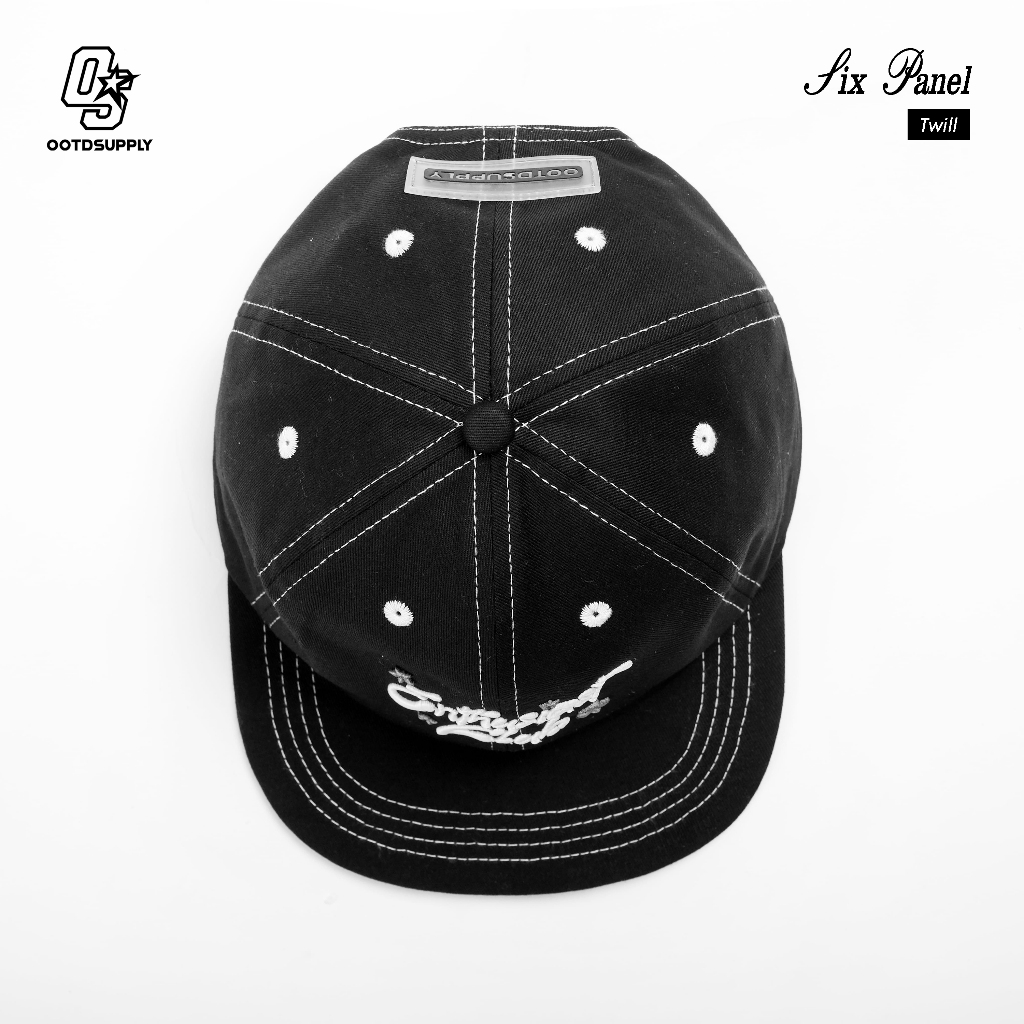 OOTDSUPPLY Six Panel Caps Twil Bordir Enthusiast Club Embroidery Black I Topi Hat Twill Stitch Pria & Wanita | CAP40