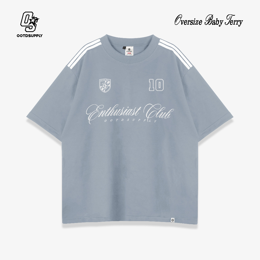 OOTDSUPPLY Oversized Force Ten Black & Light Grey l Oversize Tshirt | Kaos Baby Terry OVZBT004