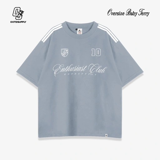 Image of OOTDSUPPLY Oversized Force Ten Black & Light Grey l Oversize Tshirt | Kaos Baby Terry OVZBT004