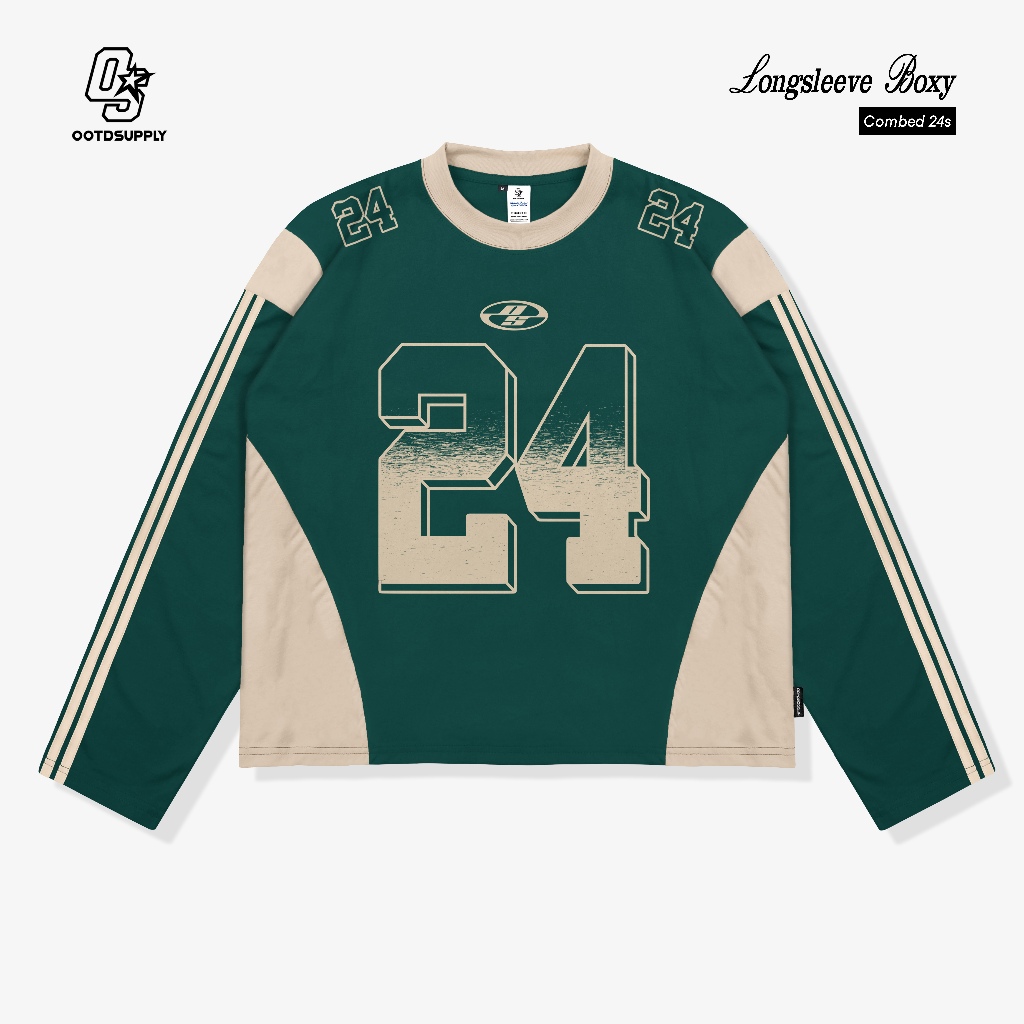 OOTDSUPPLY Longsleeve Boxy Slava Neo 24 Green Bottle l Atasan Boxy Panjang Unisex | Kaos Lengan Panjang Pria dan Wanita | LS-BX-SLA002