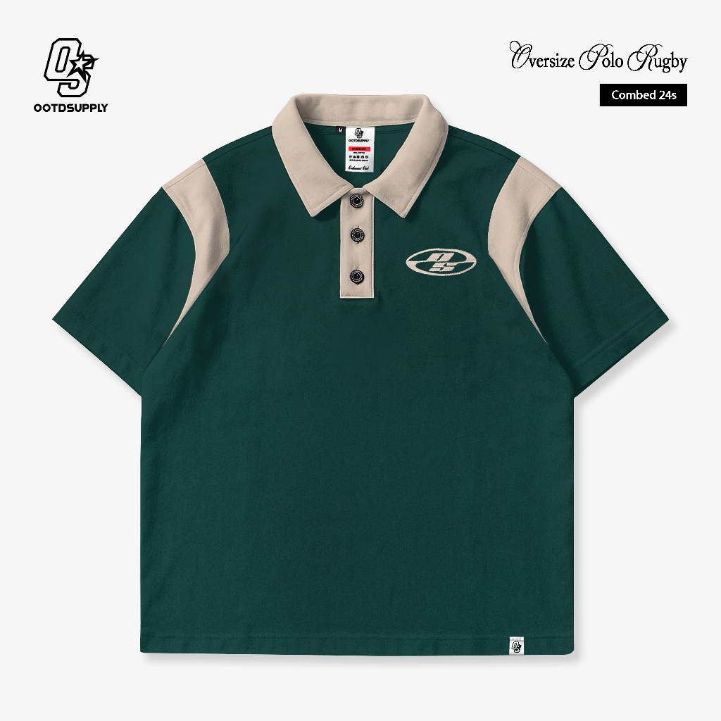 OOTDSUPPLY Oversize Rugby Polo Shirt Neocore Embroiderry Combination | Kaos Polo Pria dan Wanita PS-RGB-NE