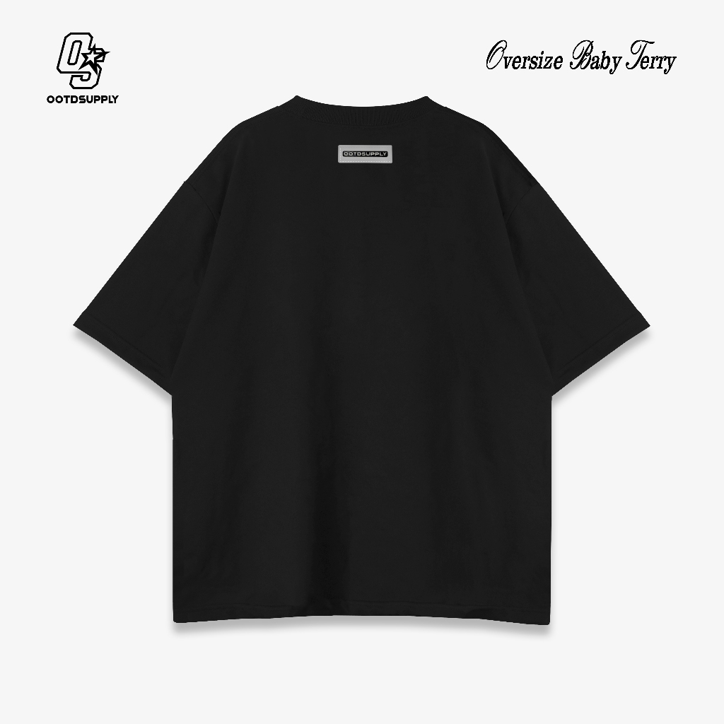 OOTDSUPPLY Oversized Force Ten Black & Light Grey l Oversize Tshirt | Kaos Baby Terry OVZBT004