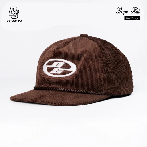 Image of OOTDSUPPLY Rope Hat Corduroy Neocore Embroidery Brown I Topi Pria & Wanita | CAP39
