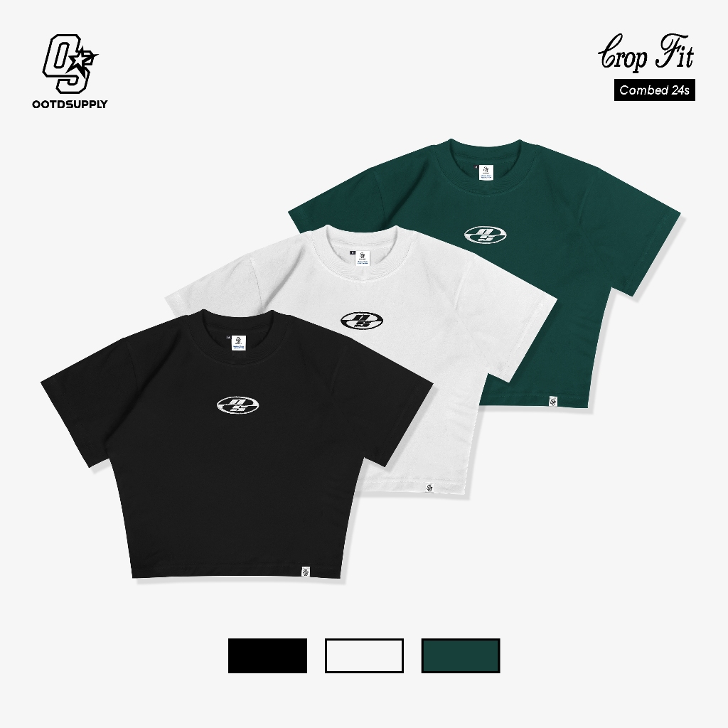 OOTDSUPPLY Croptee Fit Neocore Embroidery | Croptee Slimfit | Atasan Wanita | Kaos Crop CSF-NE