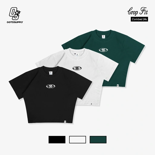 OOTDSUPPLY Croptee Fit Neocore Embroidery | Croptee Slimfit | Atasan Wanita | Kaos Crop CSF-NE