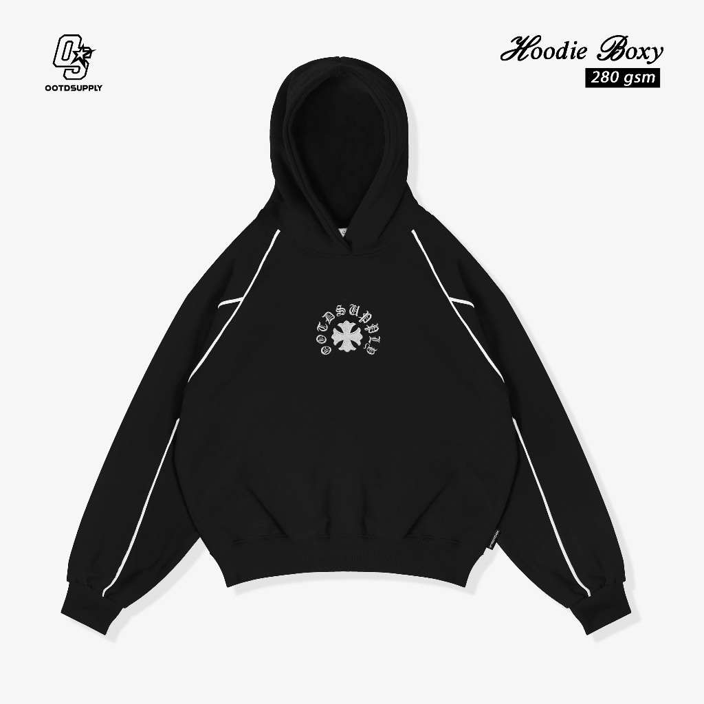 OOTDSUPPLY Hoodie Boxyfit List Mystic Relic Embroidery | Hoodie Boxy fit | HDBXE