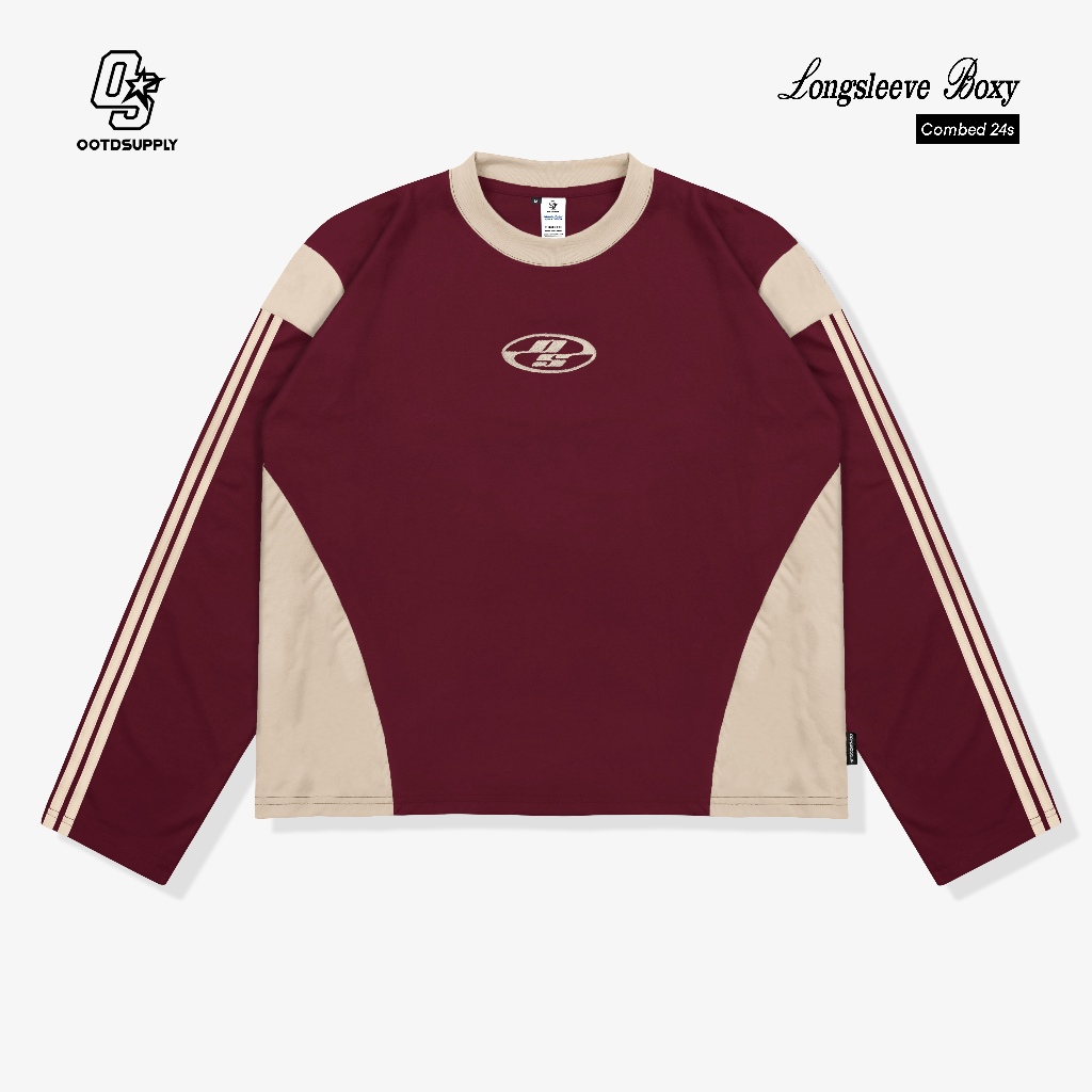 OOTDSUPPLY Longsleeve Boxy Slava Neocore Embroiderry l Atasan Boxy Panjang Unisex | Kaos Lengan Panjang Pria dan Wanita | LS-BX-SLA-NE