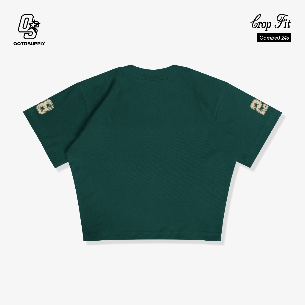OOTDSUPPLY Croptee Fit Blend 28 Dark Army & Black | Croptee Slimfit | Atasan Wanita | Kaos Crop CSF017
