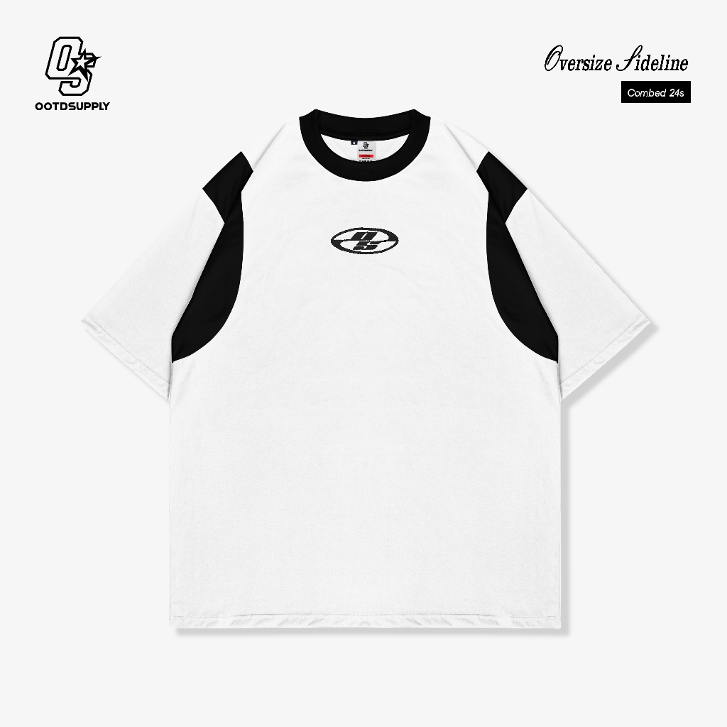OOTDSUPPLY Oversized Side Line Neocore Embroidery | Oversize Pria & Wanita OVZSLNE