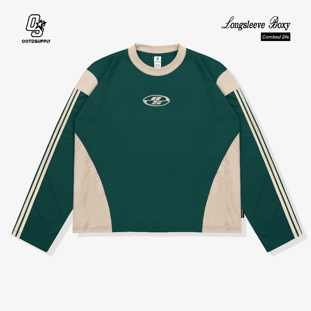 OOTDSUPPLY Longsleeve Boxy Slava Neocore Embroiderry l Atasan Boxy Panjang Unisex | Kaos Lengan Panjang Pria dan Wanita | LS-BX-SLA-NE