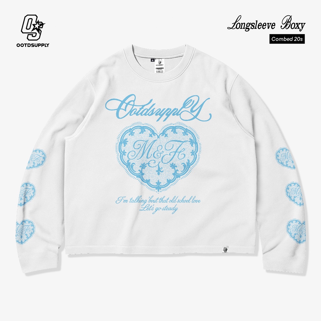 OOTDSUPPLY Longsleeve Boxy 20s Steady Love White l Oversize T-Shirt Lengan Panjang l Kaos Panjang I Atasan Unisex | LS-BX-007