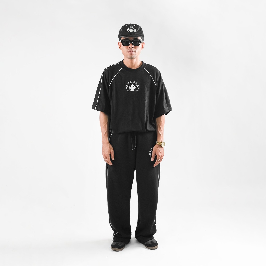OOTDSUPPLY Oversized Raglan List V3 Mystic Relic Embroidery Black & White | Oversize Pria & Wanita RGLV3-MRE