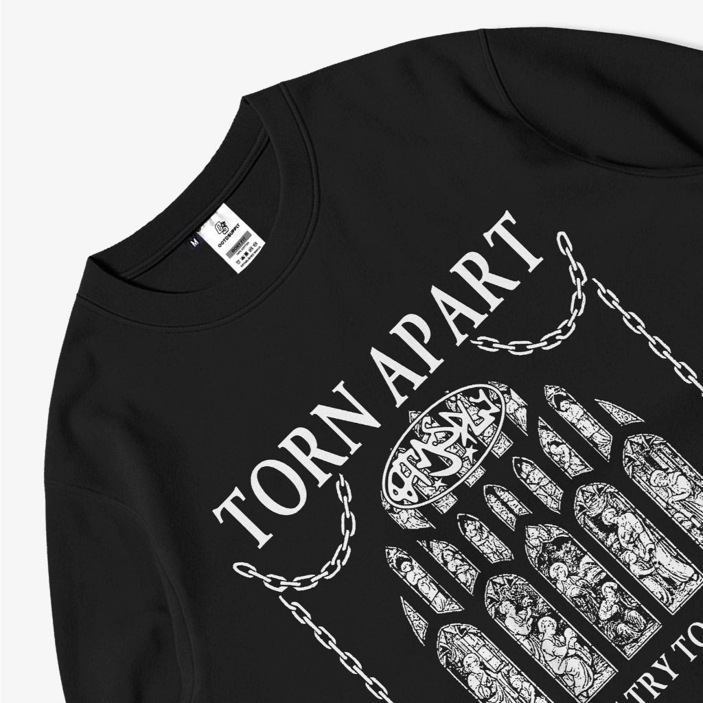 OOTDSUPPLY Longsleeve Boxy 20s Torn Apart Black l Oversize T-Shirt Lengan Panjang l Kaos Panjang I Atasan Unisex | LS-BX-004