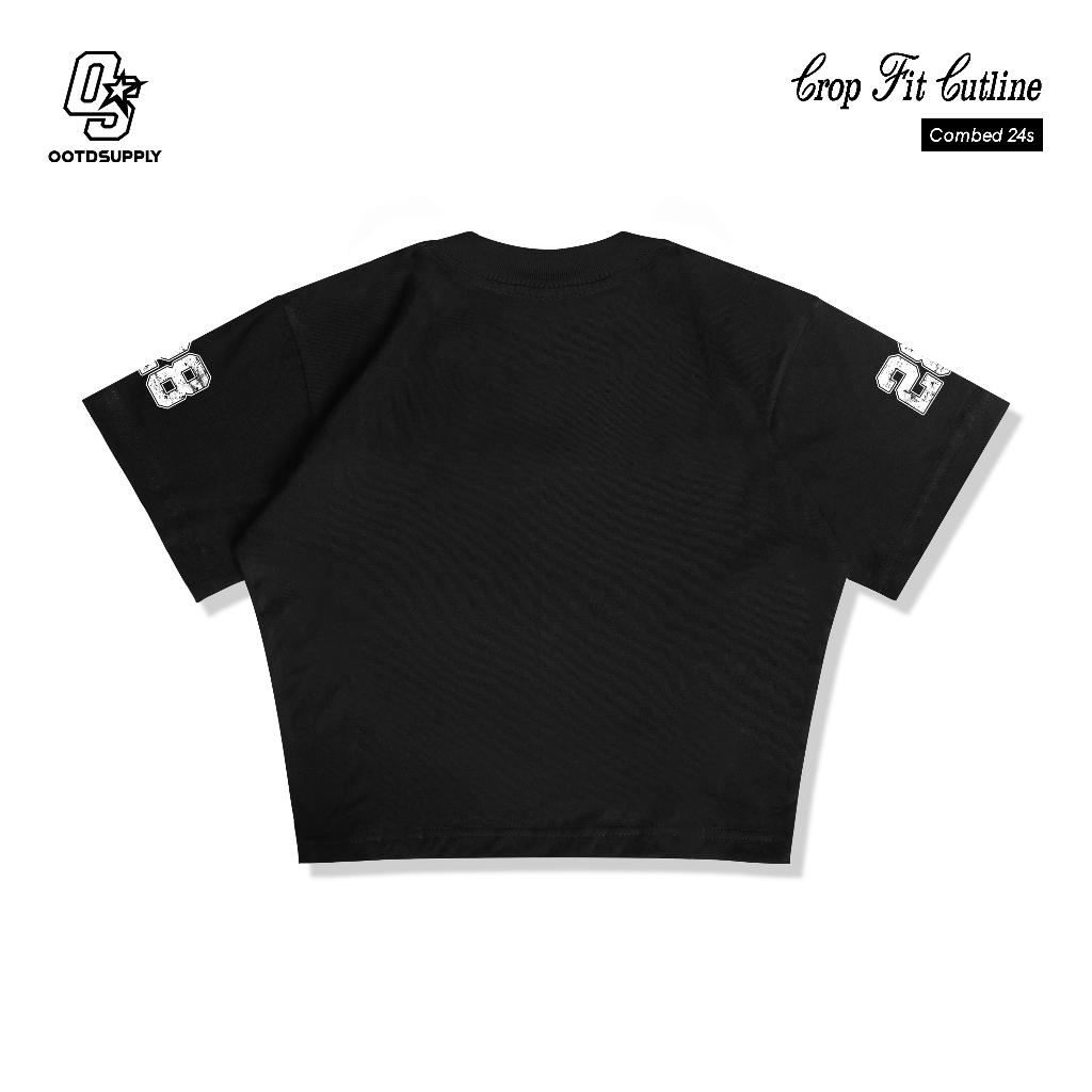 OOTDSUPPLY Croptee Fit Cutline Neo 28 Black & White l Tshirt Crop l Kaos Croptee | CSF-CL001