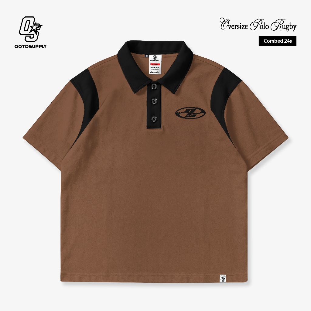 OOTDSUPPLY Oversize Rugby Polo Shirt Neocore Embroiderry Combination | Kaos Polo Pria dan Wanita PS-RGB-NE